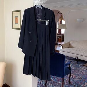 Jack Henry Very Dark Navy Blue Wool Double Breasted Jacket & Pleated Skirt 12